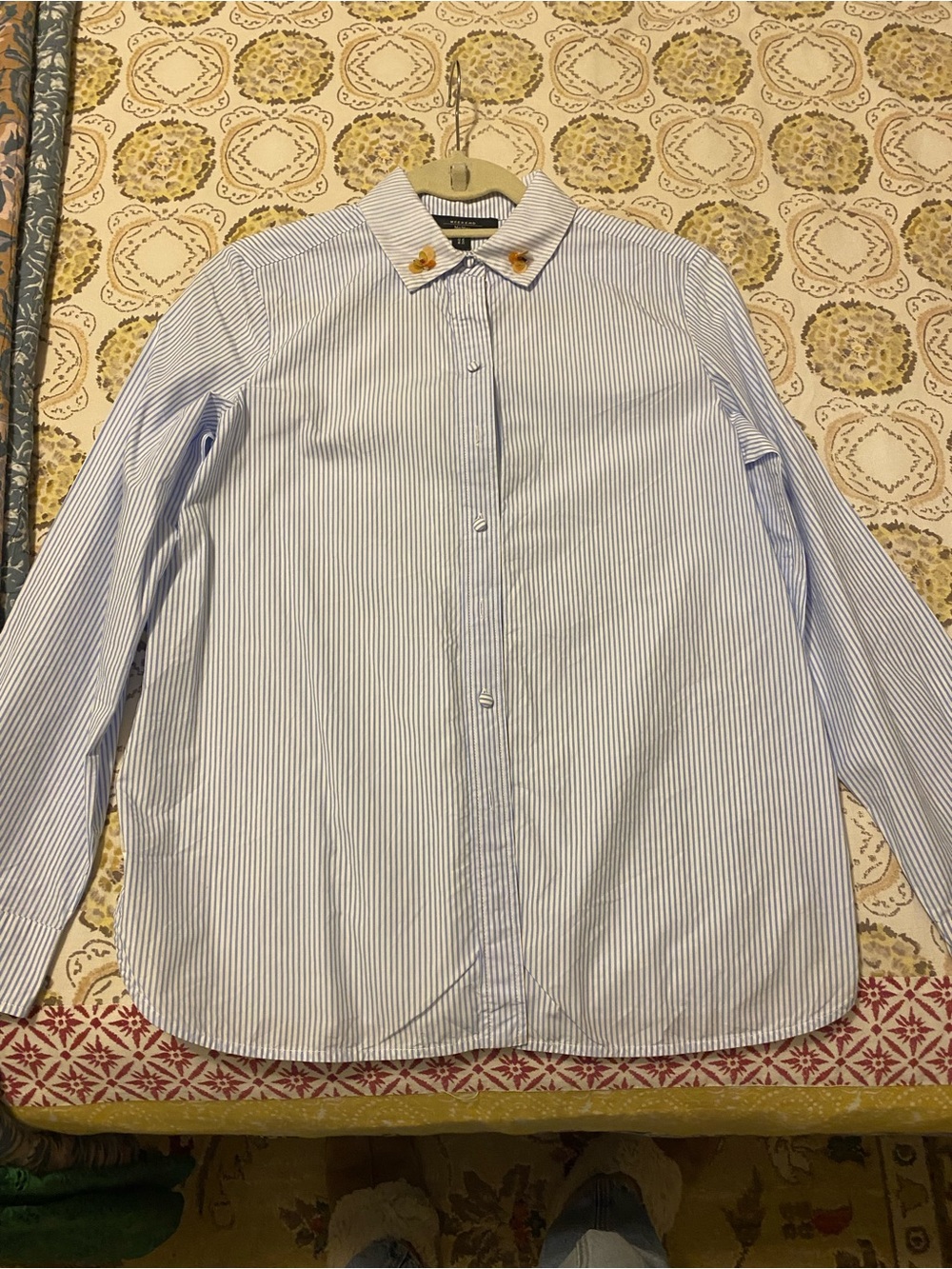 Weekend Max Mara Striped Button Down Shirt with Collar Detail